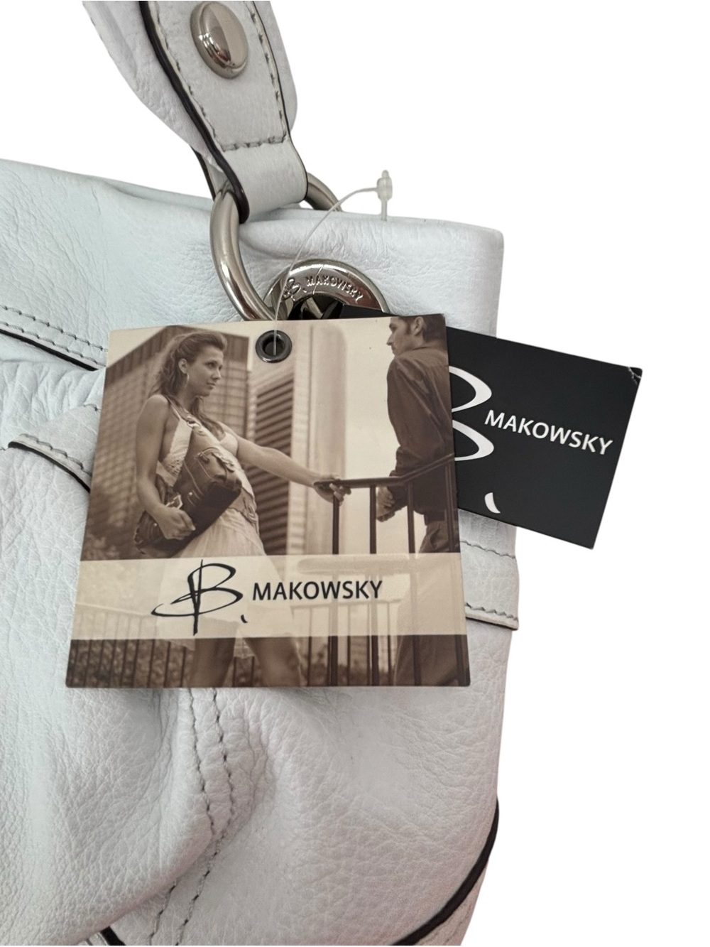 B. Makowsky White Pebbled Leather Shoulder Bag NWT Vintage Y2K - Picture 7 of 10